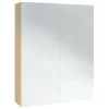 Fehér és tölgy MDF tükrös fürdőszobaszekrény 60 x 15 x 75 cm
