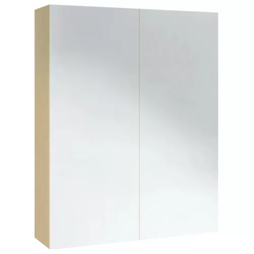 Fehér és tölgy MDF tükrös fürdőszobaszekrény 60 x 15 x 75 cm