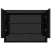 Fényes fekete MDF tükrös fürdőszobaszekrény 80 x 15 x 60 cm