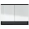 Fényes fekete MDF tükrös fürdőszobaszekrény 80 x 15 x 60 cm