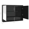 Fényes fekete MDF tükrös fürdőszobaszekrény 80 x 15 x 60 cm