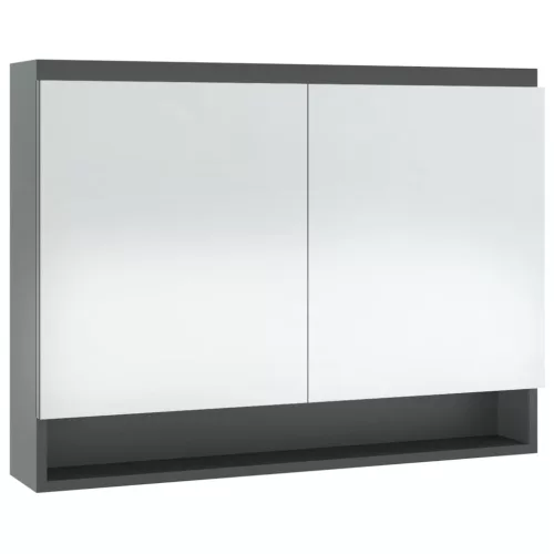 Szürke MDF tükrös fürdőszobaszekrény 80 x 15 x 60 cm