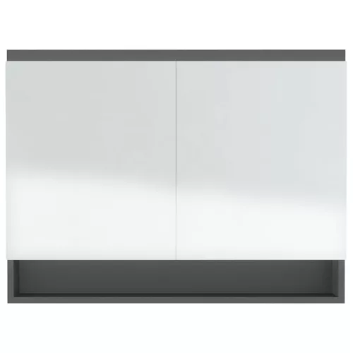 Szürke MDF tükrös fürdőszobaszekrény 80 x 15 x 60 cm