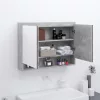 Betonszürke MDF tükrös fürdőszobaszekrény 80 x 15 x 60 cm