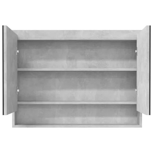 Betonszürke MDF tükrös fürdőszobaszekrény 80 x 15 x 60 cm