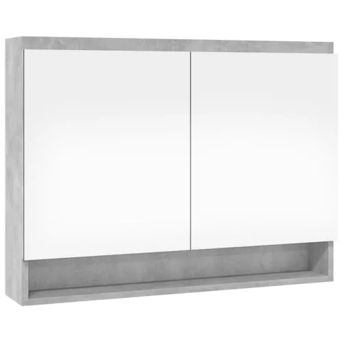 Betonszürke MDF tükrös fürdőszobaszekrény 80 x 15 x 60 cm