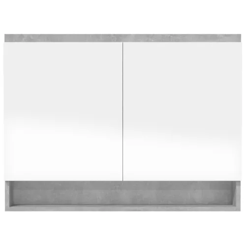 Betonszürke MDF tükrös fürdőszobaszekrény 80 x 15 x 60 cm
