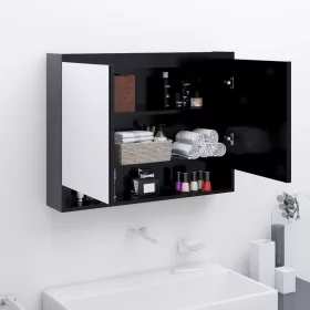   Antracitszürke MDF tükrös fürdőszobaszekrény 80 x 15 x 60 cm