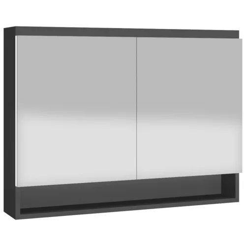 Antracitszürke MDF tükrös fürdőszobaszekrény 80 x 15 x 60 cm
