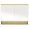 Fényes és tölgy MDF tükrös fürdőszobaszekrény 80 x 15 x 60 cm