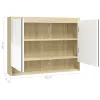 Fényes és tölgy MDF tükrös fürdőszobaszekrény 80 x 15 x 60 cm