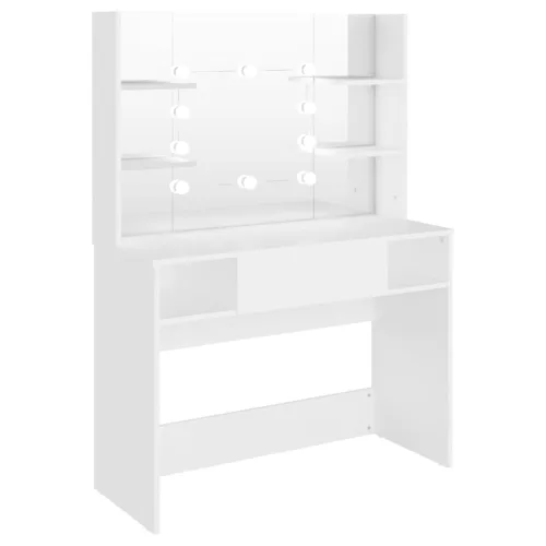 Fehér LED-es MDF sminkasztal 100 x 40 x 135 cm