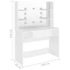 Fehér LED-es MDF sminkasztal 100 x 40 x 135 cm