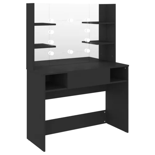 Fekete LED-es MDF sminkasztal 100 x 40 x 135 cm