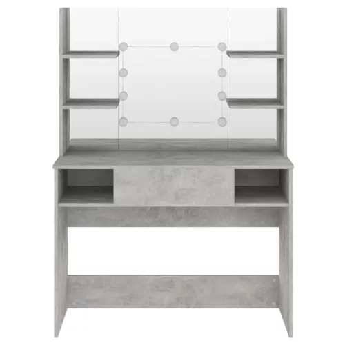 Betonszürke LED-es MDF sminkasztal 100 x 40 x 135 cm