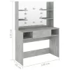 Betonszürke LED-es MDF sminkasztal 100 x 40 x 135 cm