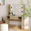 Tölgyszínű LED-es MDF sminkasztal 100 x 40 x 135 cm