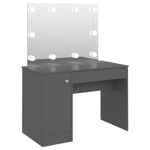 Szürke LED-es MDF sminkasztal 110 x 55 x 145 cm