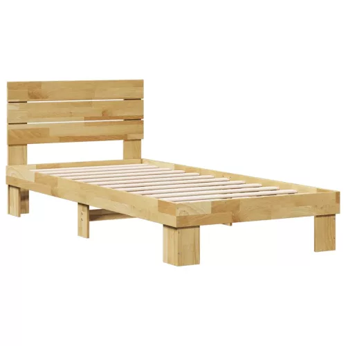 Ágykeret fejtámlával matrac nélkül 75x190 cm tömör fa tölgyfa