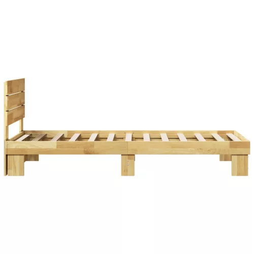 Ágykeret fejtámlával matrac nélkül 75x190 cm tömör fa tölgyfa