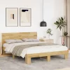 Ágykeret fejtámlával matrac nélkül 135x190 cm tömör fa tölgyfa