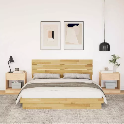 Ágykeret fejtámlával matrac nélkül 160x200 cm tömör fa tölgyfa