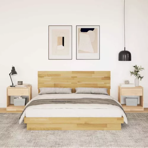 Ágykeret fejtámlával matrac nélkül 150x200 cm tömör fa tölgyfa