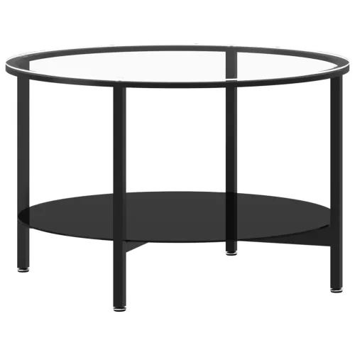 Fekete-átlátszó edzett üveg dohányzóasztal 70 cm