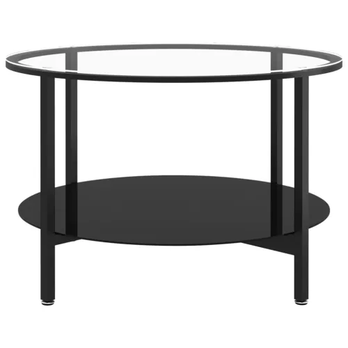 Fekete-átlátszó edzett üveg dohányzóasztal 70 cm
