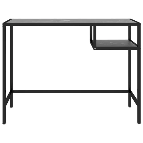 Fekete márvány edzett üveg számítógépasztal 100 x 36 x 74 cm