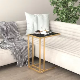   Fekete márvány edzett üveg számítógép-kisasztal 50 x 35 x 65 cm