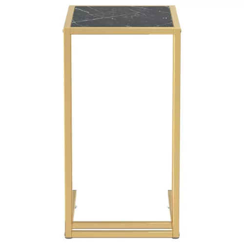 Fekete márvány edzett üveg számítógép-kisasztal 50 x 35 x 65 cm