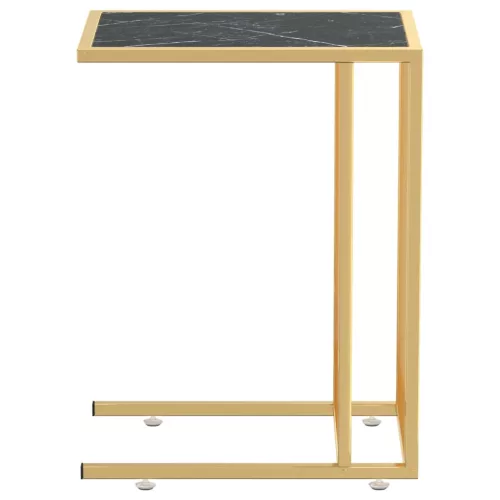 Fekete márvány edzett üveg számítógép-kisasztal 50 x 35 x 65 cm
