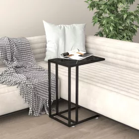   Fekete márvány edzett üveg számítógép-kisasztal 50 x 35 x 65 cm