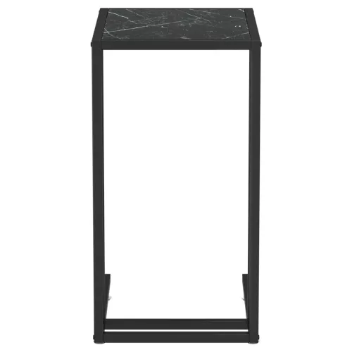 Fekete márvány edzett üveg számítógép-kisasztal 50 x 35 x 65 cm