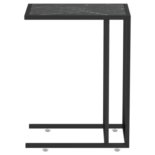 Fekete márvány edzett üveg számítógép-kisasztal 50 x 35 x 65 cm