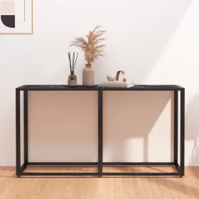  Fekete márványszínű edzett üveg tálalóasztal 140 x 35 x 75,5 cm
