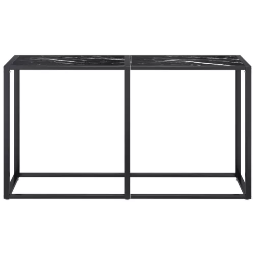 Fekete márványszínű edzett üveg tálalóasztal 140 x 35 x 75,5 cm