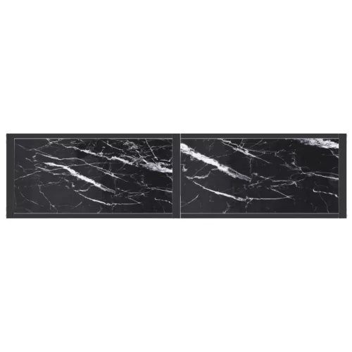 Fekete márványszínű edzett üveg tálalóasztal 140 x 35 x 75,5 cm