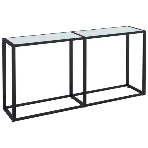 Fehér márványszínű edzett üveg tálalóasztal 160 x 35 x 75,5 cm