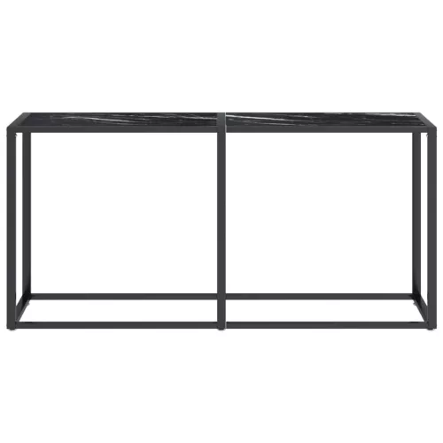 Fekete márvány edzett üveg tálalóasztal 160 x 35 x 75,5 cm