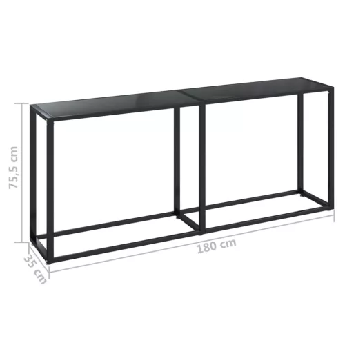 Fekete edzett üveg tálalóasztal 180 x 35 x 75,5 cm