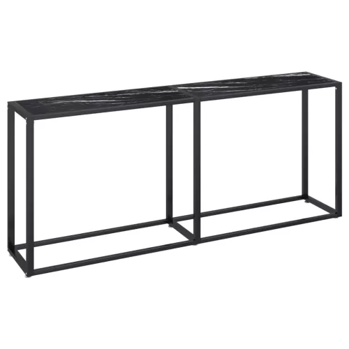 Fekete márványszínű edzett üveg tálalóasztal 180 x 35 x 75,5 cm
