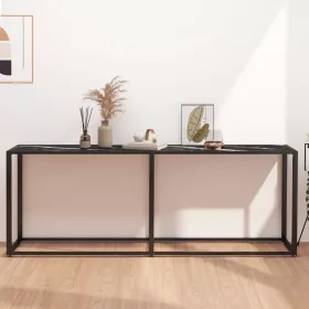   Fekete márványszínű edzett üveg tálalóasztal 200 x 35 x 75,5 cm
