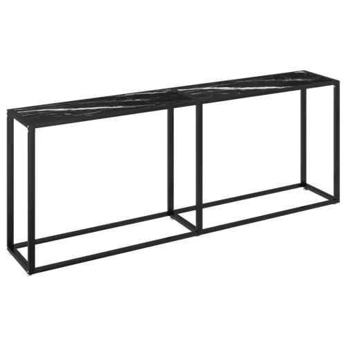 Fekete márványszínű edzett üveg tálalóasztal 200 x 35 x 75,5 cm