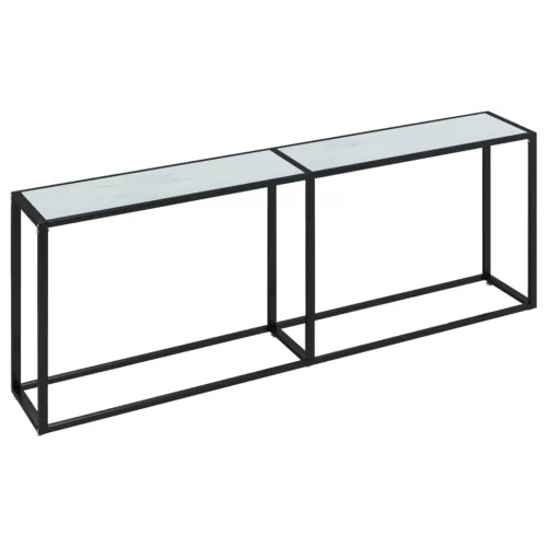 Fehér márványszínű edzett üveg tálalóasztal 220 x 35 x 75,5 cm
