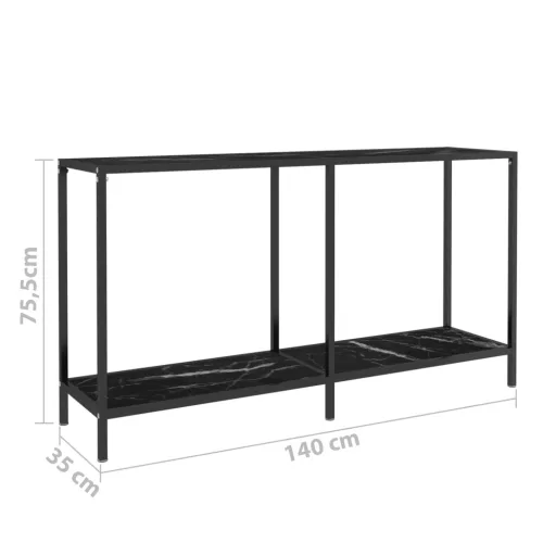 Fekete edzett üveg tálalóasztal 140 x 35 x 75,5 cm