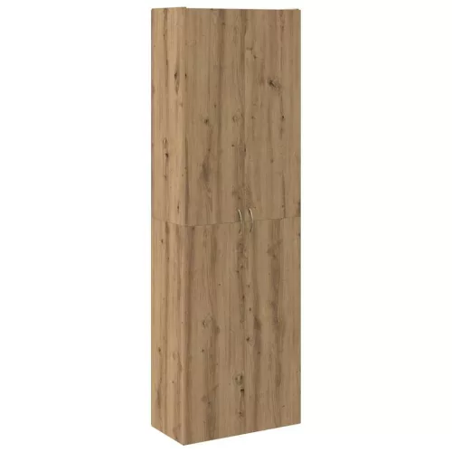 Kézműves tölgy színű szerelt fa magasszekrény 60 x 32 x 190 cm