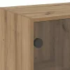 Kézműves tölgy színű szerelt fa tálalószekrény 102x37x75,5 cm