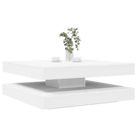 Fehér dohányzóasztal 360 fokban forgatható 90x90x34,5 cm